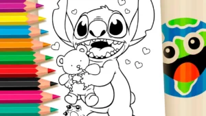 Desenho para colorir Desenho para Colorir Stitch ama Desenho Kawaii - Pinte no Site ou Imprimir Grátis!