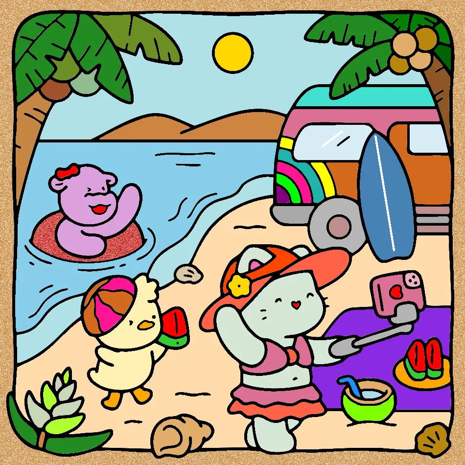 Dia de Praia – Desenho Colorido Online para Pintar e Imprimir | Jogo de Colorir Grátis no Mundo dos Jogos - Imagem Destacada