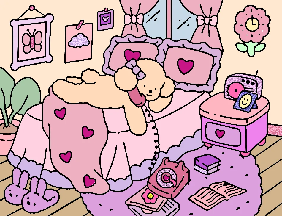 meu quarto fofo – Desenho Colorido Online para Pintar e Imprimir | Jogo de Colorir Grátis no Mundo dos Jogos - Imagem Destacada