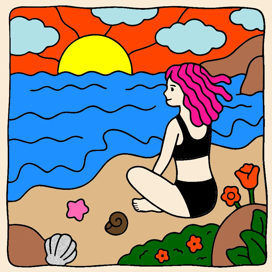 na praia – Desenho Colorido Online para Pintar e Imprimir | Jogo de Colorir Grátis no Mundo dos Jogos - Imagem Destacada