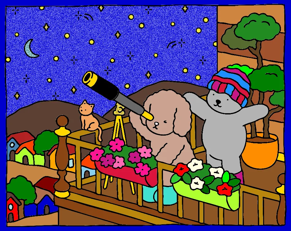 Noite estrelada – Desenho Colorido Online para Pintar e Imprimir | Jogo de Colorir Grátis no Mundo dos Jogos - Imagem Destacada