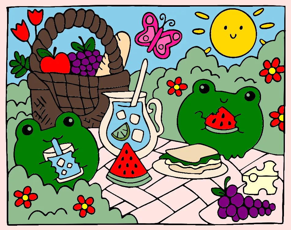 sapos felizes – Desenho Colorido Online para Pintar e Imprimir | Jogo de Colorir Grátis no Mundo dos Jogos - Imagem Destacada