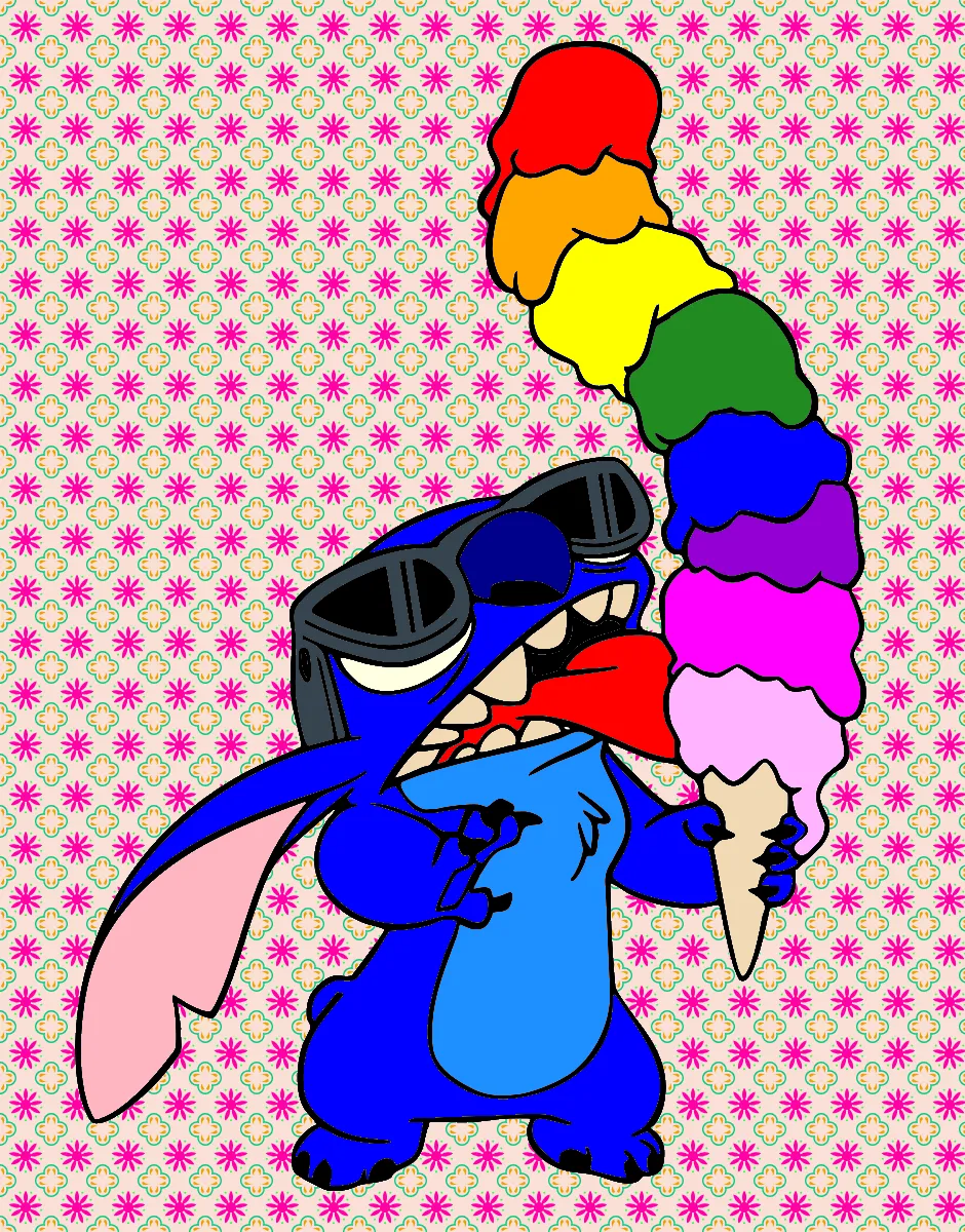 Stich tomando sorvete – Desenho Colorido Online para Pintar e Imprimir | Jogo de Colorir Grátis no Mundo dos Jogos - Imagem Destacada