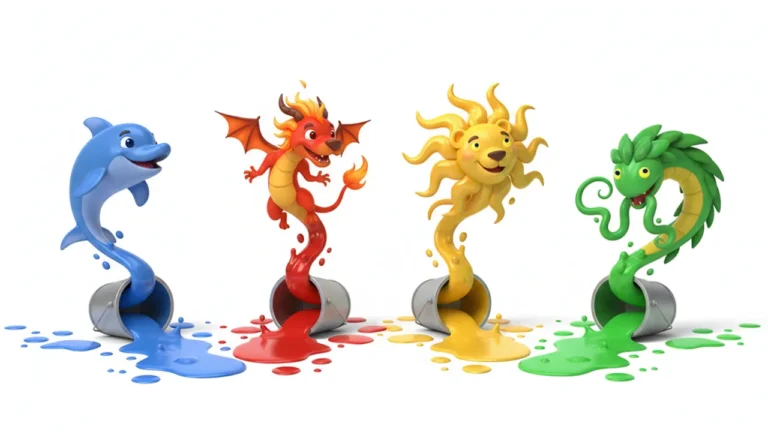 Blue, Red, Yellow and Green