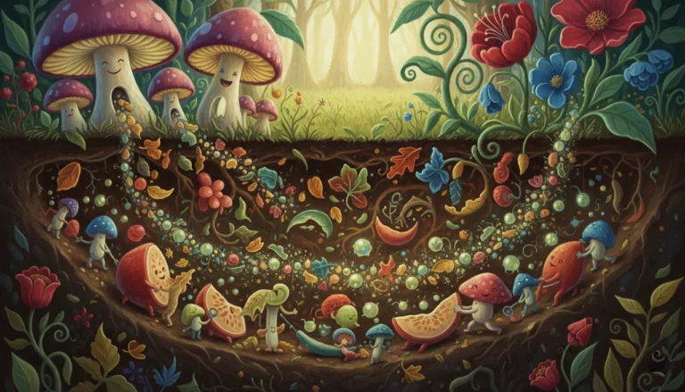 Um mundo subterrâneo mágico onde fungos e bactérias fofinhos trabalham como heróis, reciclando a natureza e enchendo o solo de vida!