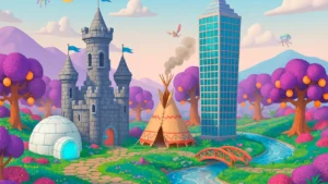 Casa, apartamento, barraco, castelo, iglu, oca. Onde moram as pessoas?