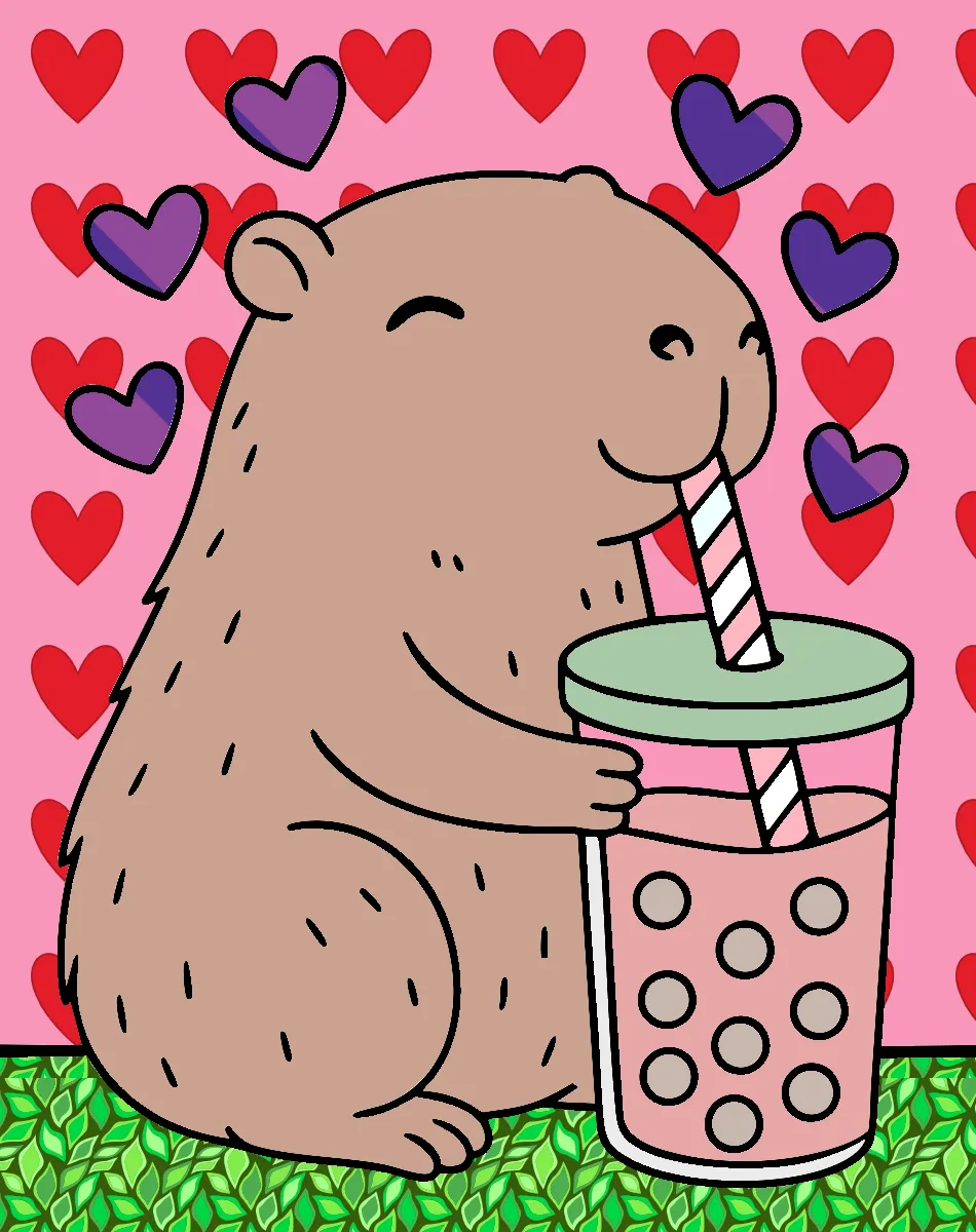 Chá de bolhas amoroso – Desenho Colorido Online para Pintar e Imprimir | Jogo de Colorir Grátis no Mundo dos Jogos - Imagem Destacada