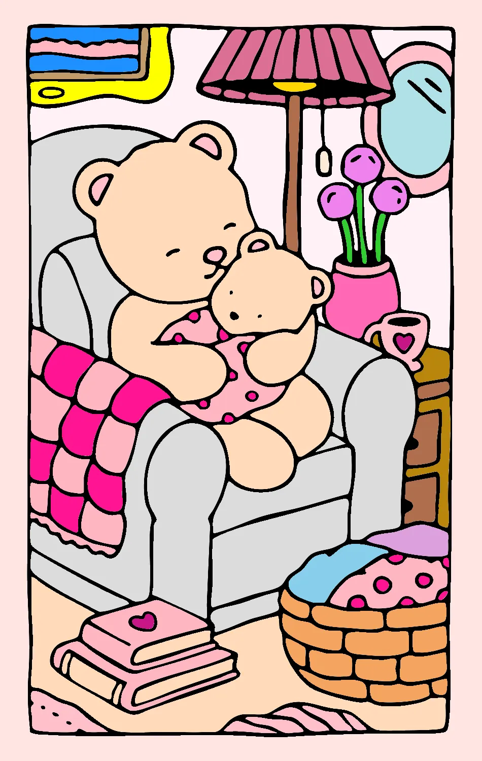 Colinho quentinho da mamãe 🩷 – Desenho Colorido Online para Pintar e Imprimir | Jogo de Colorir Grátis no Mundo dos Jogos - Imagem Destacada