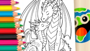 Desenho para colorir Desenho de Dragões Fofos para Colorir