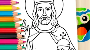 Desenho para colorir Desenho de Jesus Cristo Rei para Colorir