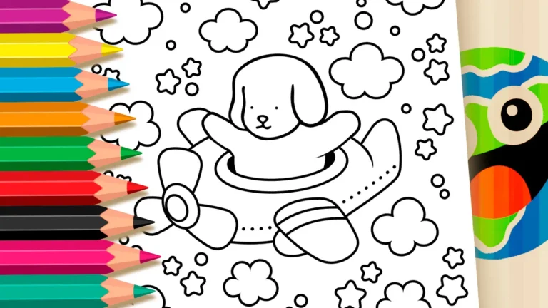 Desenho para colorir Desenho Kawaii de Cachorro Aviador para Colorir - Imprimir PDF Grátis ou Pintar Online!
