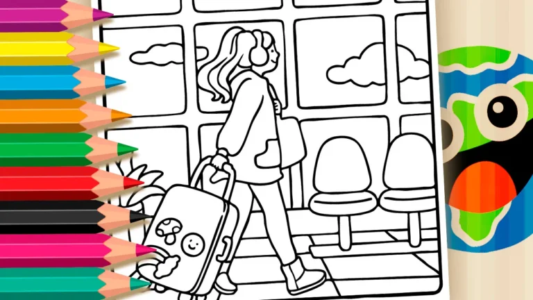 Desenho para colorir Desenho de Menina Viajando para Colorir - Imprimir PDF Grátis ou Pintar Online!