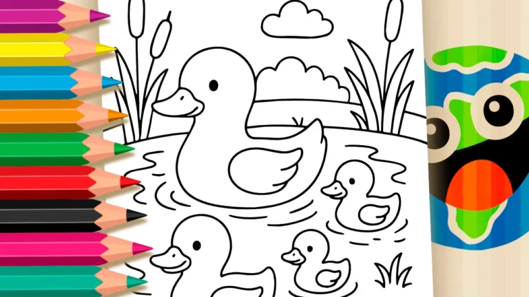 Desenho para colorir Desenho de Pata e Patinhos para Colorir