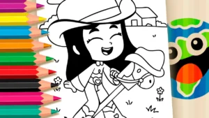 Desenho para colorir Desenho da Boiadeirinha na Fazenda para Colorir
