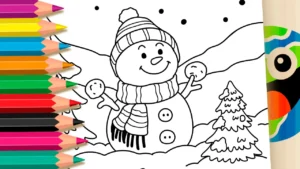 Desenho para colorir Desenho de Boneco de Neve de Natal para Colorir - Imprimir PDF Grátis ou Pintar Online!
