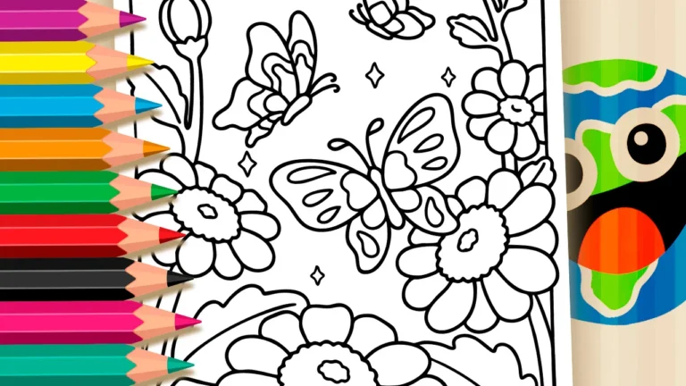 Desenho para colorir Desenho de Borboletas no Jardim para Colorir