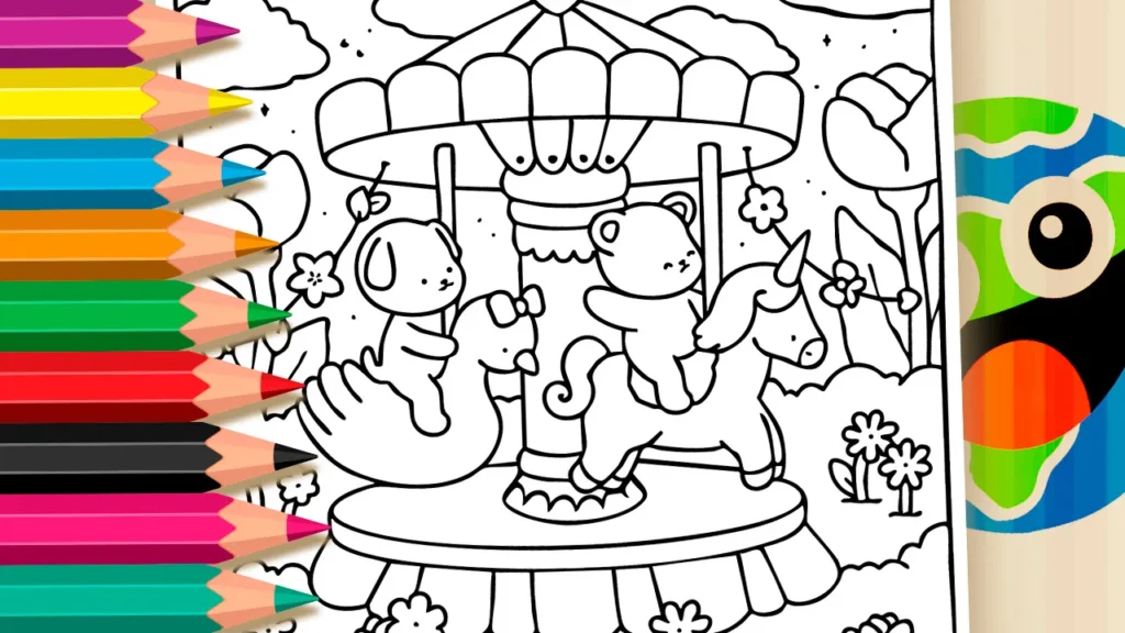 Desenho de Carrossel Fofo para Colorir