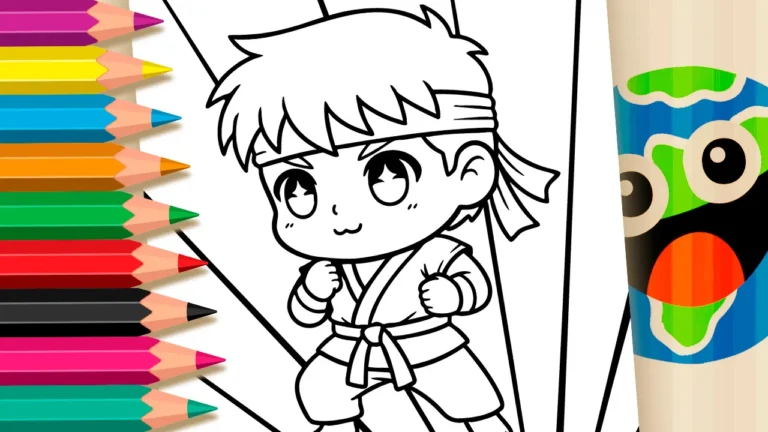Desenho para colorir Desenho de Ryu Street Fighter Fofo para Colorir