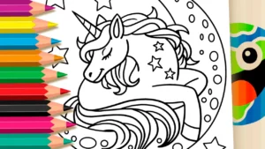 Desenho para colorir Desenho de Unicórnio na Lua para Colorir – Imprimir PDF ou Pintar Online
