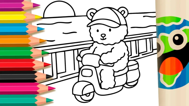 Desenho para colorir Desenho de Ursinho na Motinha para Colorir