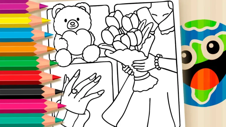 Desenho para colorir Desenho de Presentes de Namoro para Colorir