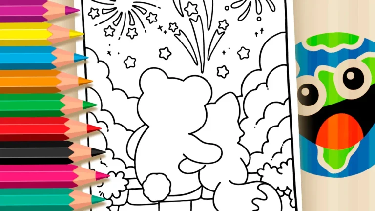 Desenho para colorir Desenho de Ano Novo Kawaii para Colorir