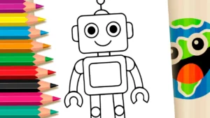 Desenho para colorir Desenho de Robô Amigável para Colorir