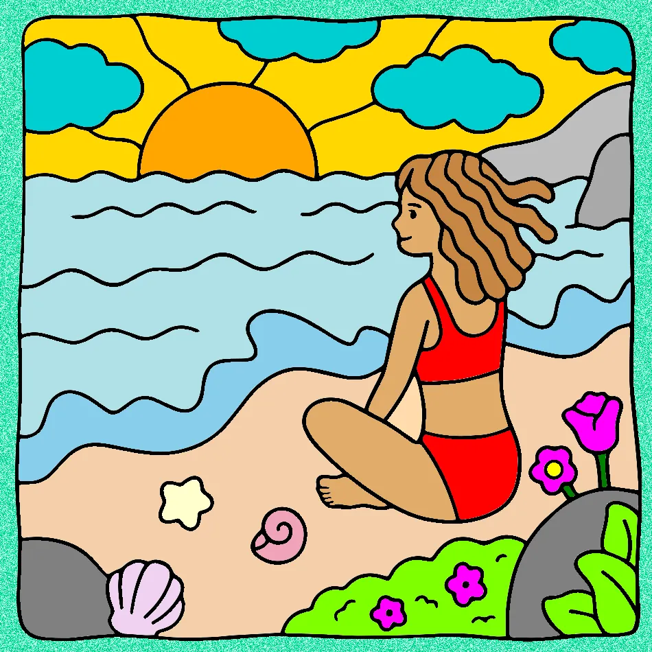 eu na praia – Desenho Colorido Online para Pintar e Imprimir | Jogo de Colorir Grátis no Mundo dos Jogos - Imagem Destacada