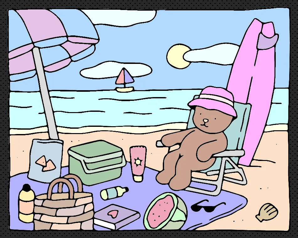 relaxing at the beach – Desenho Colorido Online para Pintar e Imprimir | Jogo de Colorir Grátis no Mundo dos Jogos - Imagem Destacada