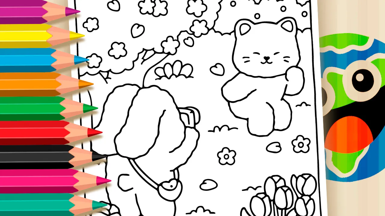 Desenho de Bichinhos Fofos Foto Parque para Colorir: Pinte Online ou Imprima em Alta Qualidade
