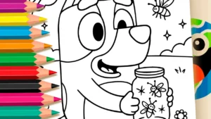 Desenho para colorir Desenho de Bluey e as Abelhas para Colorir: Pinte Online ou Imprima em Alta Qualidade