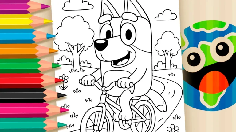 Desenho de Bluey Bicicleta para Colorir: Pinte Online ou Imprima em Alta Qualidade