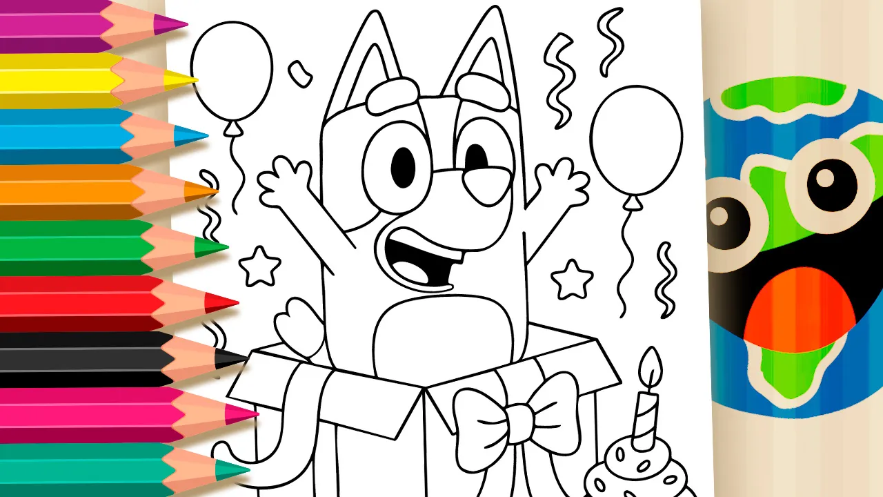Desenho de Bluey Aniversário para Colorir: Pinte Online ou Imprima em Alta Qualidade