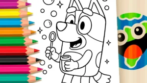Desenho para colorir Bluey Bolhas de Sabão para Colorir e Imprimir: Pinte Online com Cores Mágicas