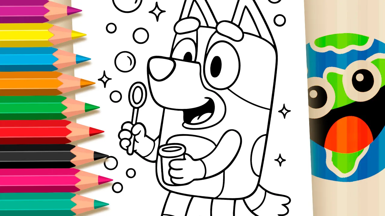 Bluey Bolhas de Sabão para Colorir e Imprimir: Pinte Online com Cores Mágicas