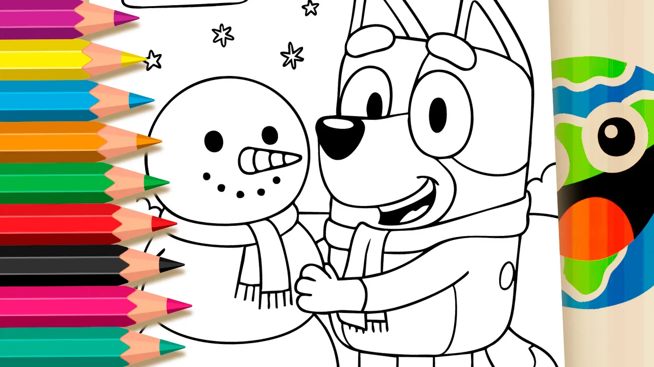 Desenho de Bluey Boneco de Neve para Colorir: Pinte Online ou Imprima em Alta Qualidade