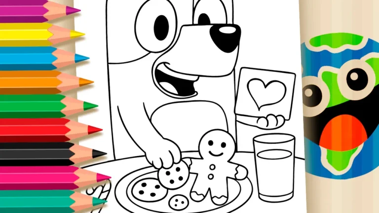 Desenho da Bluey com Biscoitos para Colorir: Pinte Online ou Imprima em Alta Qualidade para colorir - Bluey