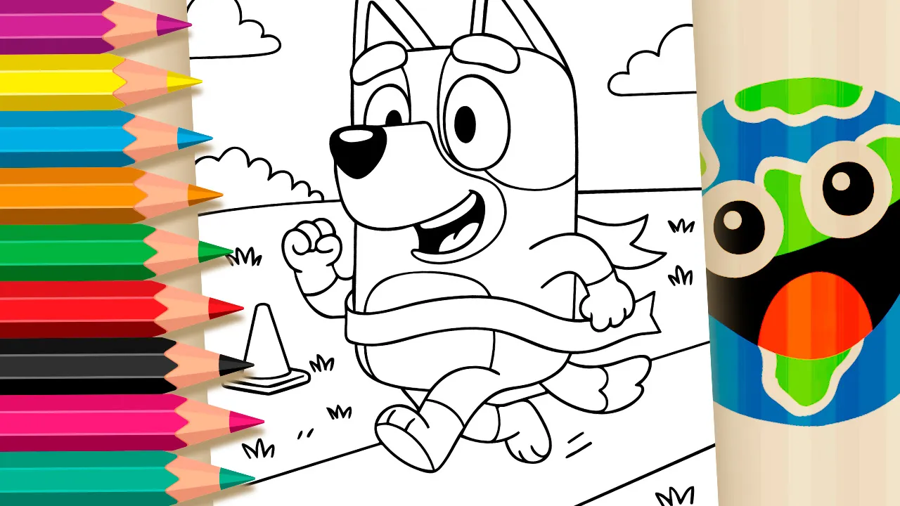 Bluey Corredor para Colorir e Imprimir: Pinte Online com Cores Mágicas