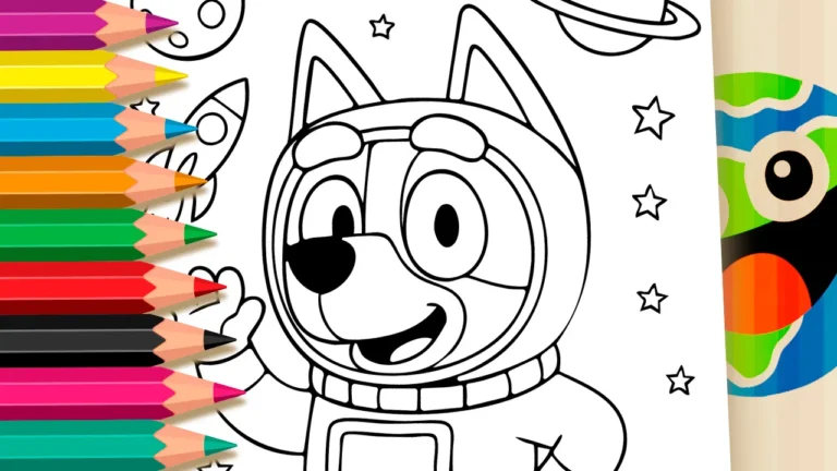 Desenho de Bluey no Espaço para Colorir: Pinte Online Agora ou Imprima em PDF
