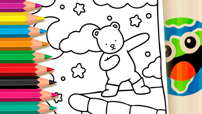 Ursinho Bob Gude Dançando no Telhado: Desenho Fofo para Colorir