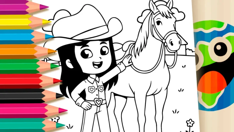 Desenho da Boiadeirinha no Rancho para Colorir: Pinte Online ou Imprima Grátis