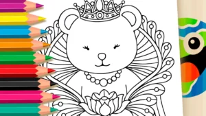 Desenho para colorir Desenho de Rainha Ursinha Poderosa para Colorir: Pinte Online ou Imprima em Alta Qualidade