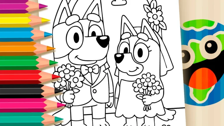 Casamento do Bluey para Colorir e Imprimir: Pinte Online com Cores Mágicas