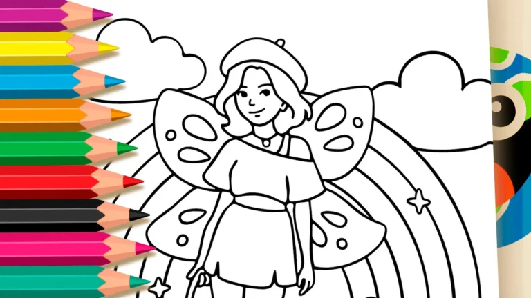 Desenho de Fada Estilosa para Colorir: Pinte Online ou Imprima em Alta Qualidade