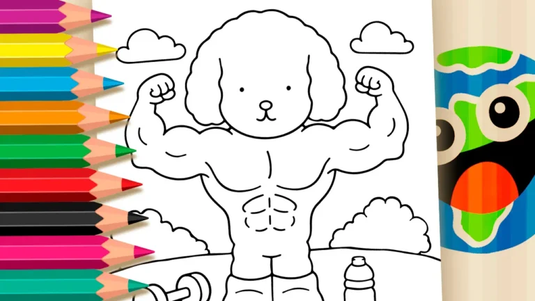 Desenho de Cachorrinho Fofo e Forte para Colorir: Pinte Online ou Imprima em Alta Qualidade