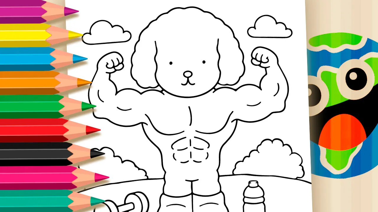 Desenho de Cachorrinho Fofo e Forte para Colorir