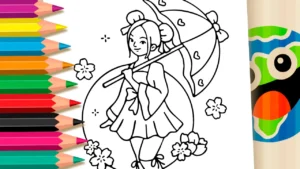Desenho para colorir Desenho de Moda Garota Japonesa para Colorir: Pinte Online ou Imprima em Alta Qualidade