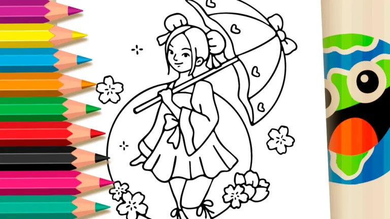 Desenho de Moda Garota Japonesa para Colorir: Pinte Online ou Imprima em Alta Qualidade