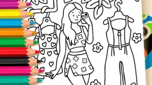 Desenho para colorir Desenho de Moda Feminina para Colorir: Crie Looks Incríveis Online ou Imprima Grátis