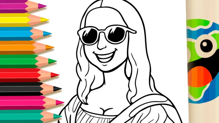 Monalisa Feliz para Colorir: Arte Divertida para Pintar Online ou Imprimir